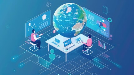 Virtual collaboration on digital planning tools for global projects, remote work, digital planning