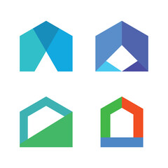 Set of modern simple home logo design. Premium Vector