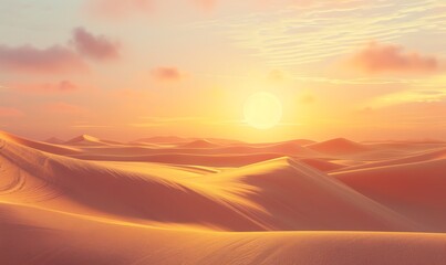 Sunset over the Desert Dunes