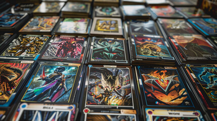 A large collection of cards from the popular YU-GI-OH card game 