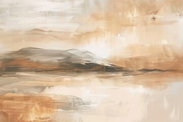 Abstract background in beige tones, strokes of oil paint on canvas, landscape, tranquility, oil painting