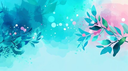 Light mint pastel background with space above for text flat design side view refreshing theme watercolor vivid