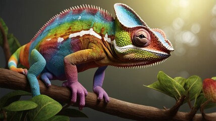 Obraz premium Rainbow Chameleon close up photo