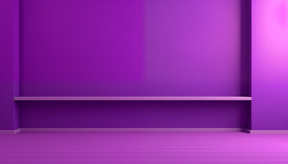 Obraz premium Purple Room with Shelf and Wood Floor