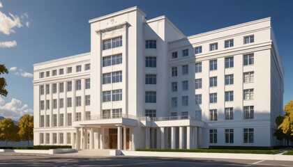 Fototapeta premium Modern White Building with Columns.