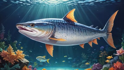 Naklejka premium Giant Freshwater Fish Underwater.