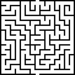 Labyrinth of medium complexity. Vector illustration of a maze game. Abstract geometric background. Black and white pattern.
