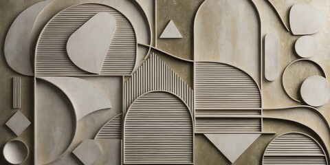 Fototapeta premium A textured wall with geometric shapes and lines