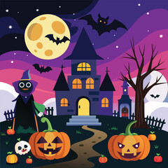 halloween flat vector illustration