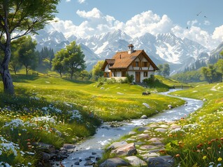 Generative AI: Stunning Countryside Landscape