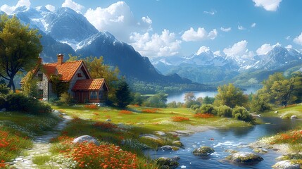 Generative AI: Serene Farming Landscape