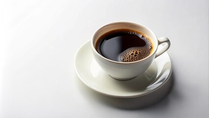 Black coffee in a white mug on a white background
