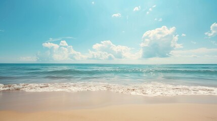 Tranquil beach scene with copy space for summer themed backgrounds and wallpapers