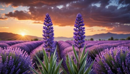 Fototapeta premium Lavender Field Sunset.