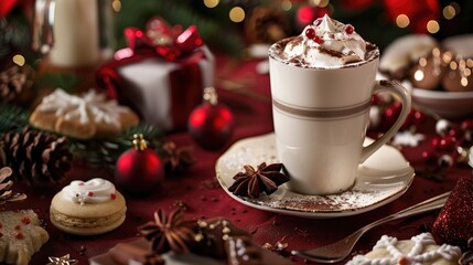 Christmas spirited coffee with treats New Year cheer