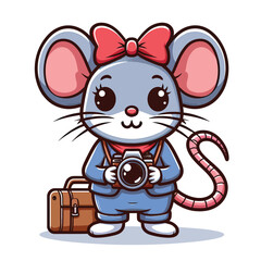 A mouse with a camera Adobe Illustrator Artwork