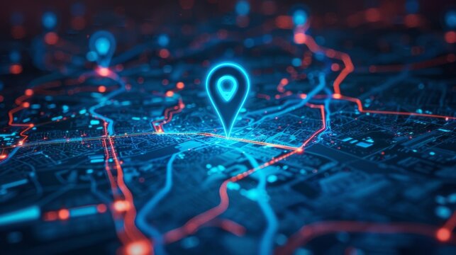 Fototapeta pinpoint digital tech map 