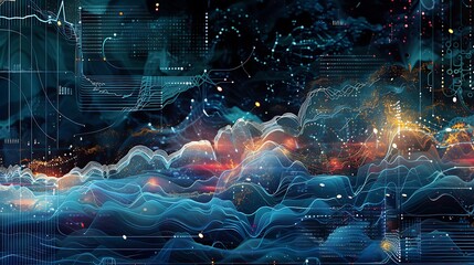 A dynamic image depicting the iterative process of machine learning, with algorithmic predictions evolving over time in response to new data inputs, visualized through a series of animated 