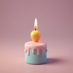 Single Candle on a Birthday Cake
