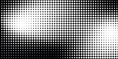 Dot white black pattern gradient texture background. Abstract pop art halftone and retro style