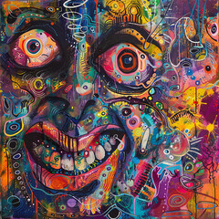 Fototapeta premium Painting style illustration of punk zombie graffiti style 