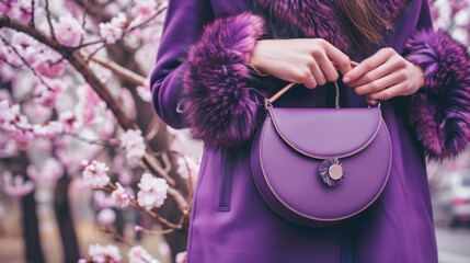 handbag  with pink gloves