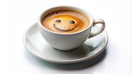 Espresso coffee in a white mug on a white background