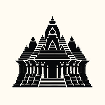 black temple silhouette on white background clip art preview