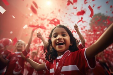 Obraz premium Patriotic festivities, celebration of indonesia independence day, honoring nation's journey to sovereignty, showcasing cultural heritage, fostering sense of unity, pride among indonesians