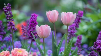 Pink and purple spring blooms in lovely display