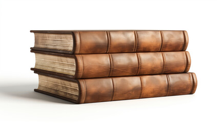Stack of Antique Leather-Bound Books with Copy Space