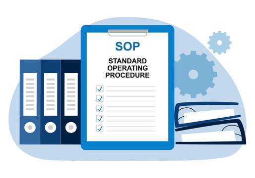 SOP document. Standard Operating Procedure concept vector. 