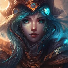 Obraz premium a woman with blue hair wearing a helmet