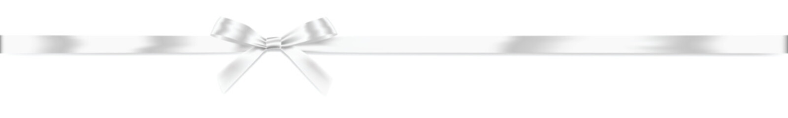 Obraz premium White Ribbon Bow Realistic shiny satin with shadow horizontal ribbon for decorate your wedding invitation card ,greeting card,certificate,gift boxes vector with copy space isolated on white background