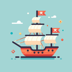 Pirate ship vector illustration. simple design