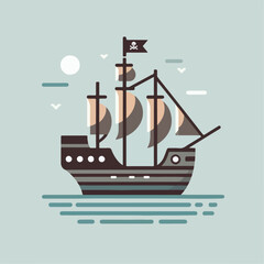 Pirate ship vector illustration. simple design