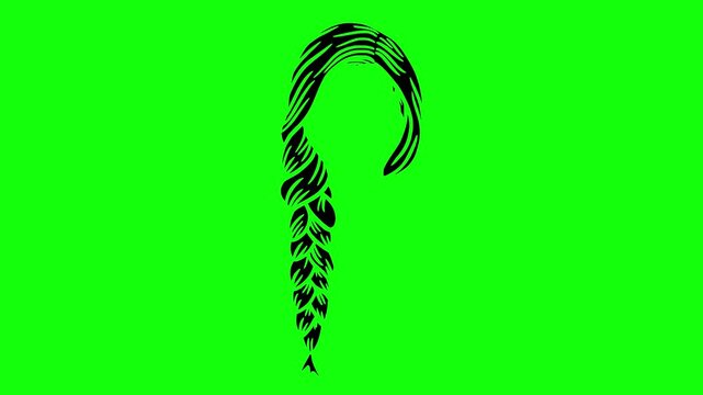 wavy illustration video animation curly long fashion silhouette hairstyle logo hair icon beauty hairdresser braid woman girl female wig outline haircut plait style for green screen footage