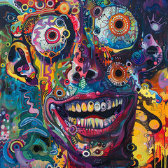 Fototapeta premium Painting style illustration of punk zombie graffiti style 