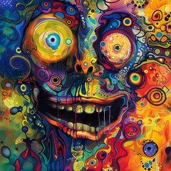 Fototapeta premium Painting style illustration of punk zombie graffiti style 