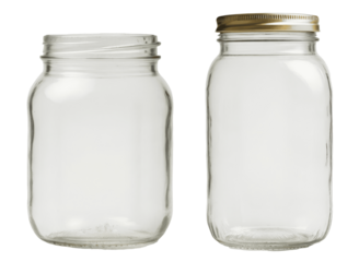 empty glass jar isolated on transparent background