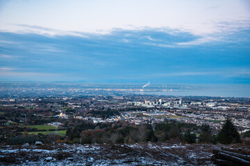 Dublin, Ireland - city and nature views from the top of a hill