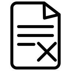 Document with written text and cancel icon symbol - Document with no approval