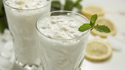 Beverage Ayran Middle East Turkey Yogurt drink refreshing Turkish beverage white background