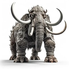 Obraz premium an elephant with long tusks standing in front of a white background