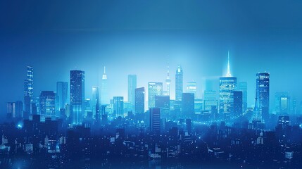 Future technology city architectural scene illustration, blue city skyline concept 