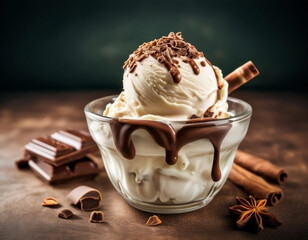 photo of vanilla and chocolate ice cream in a container with good lighting