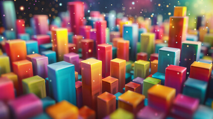 Obraz premium Vibrant abstract cityscape with dynamic energy and starry night sky