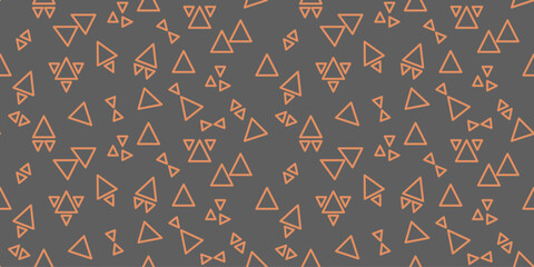 Orange triangle pattern seamless on gray background for print on fabric and more.