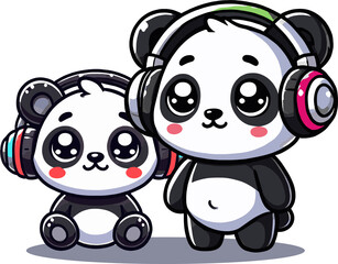 Obraz premium niedliches Panda Kopfhörer Motiv