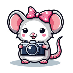 Naklejka premium A mouse with a camera Adobe Illustrator Artwork